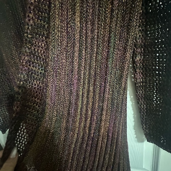 Metallic Brown Open-Front Ribbed Cardigan Sweater - Picture 2 of 4